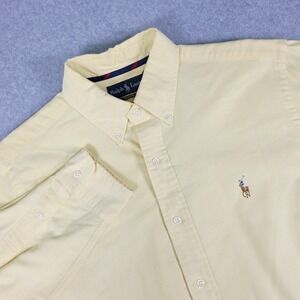 Ralph Lauren Men's Medium Yellow Classic Fit Long Sleeve Button Down Shirt